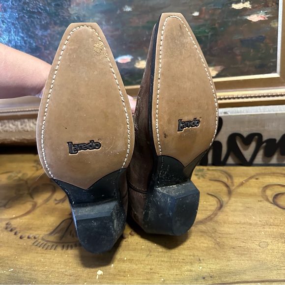 Laredo Women's Western Leather Cowboy Boots Brown Size 10 M Beautiful Pattern - Picture 6 of 16